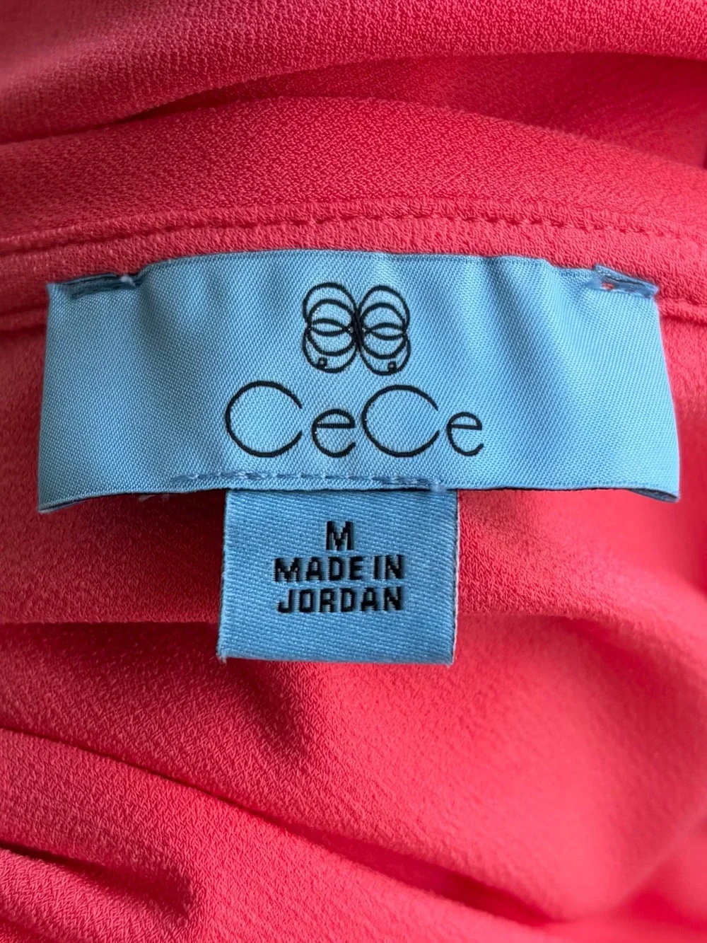 •CeCe• Coral Puff Sleeve Clip Dot Mixed Media Knit Top - Size Medium - Picture 2 of 8
